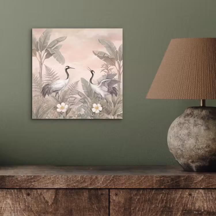 Aluminium schilderij - Kraanvogels - Natuur - Roze — 3