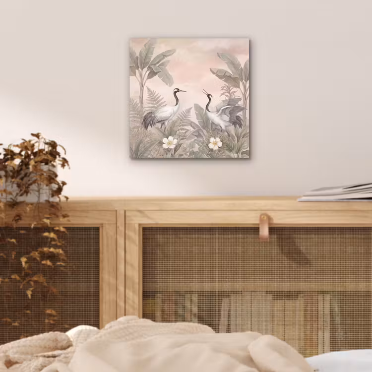 Aluminium schilderij - Kraanvogels - Natuur - Roze — 4