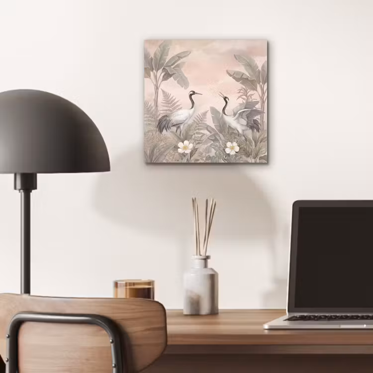 Aluminium schilderij - Kraanvogels - Natuur - Roze — 6