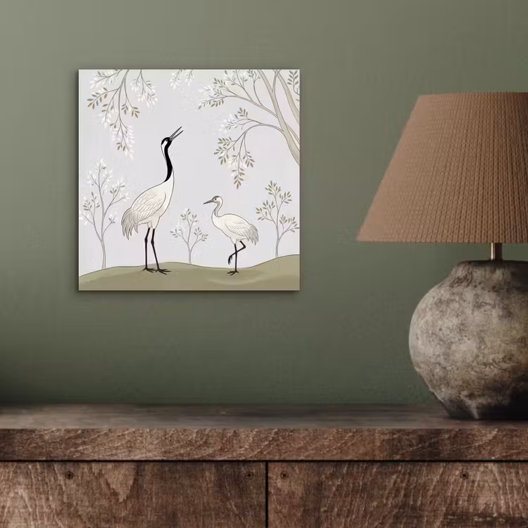 Aluminium schilderij - Minimalistisch - Kraanvogels - Blauw — 3