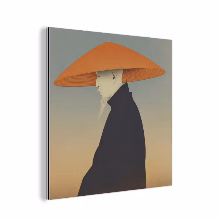 Aluminium schilderij - Minimalistisch - Silhouet - Oranje — 1