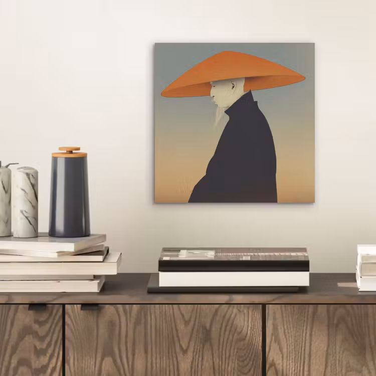 Aluminium schilderij - Minimalistisch - Silhouet - Oranje — 2