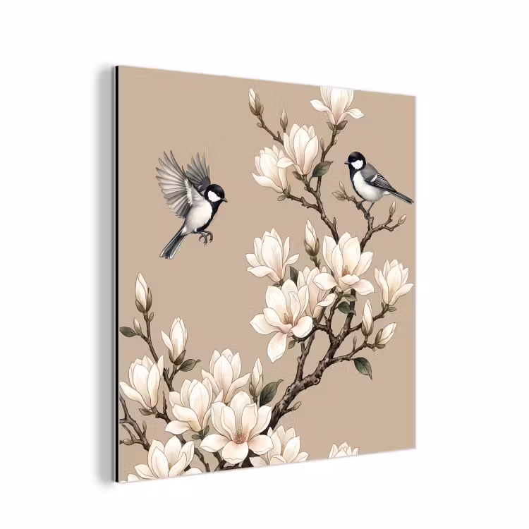 Aluminium schilderij - Oosters - Vogels - Beige — 1