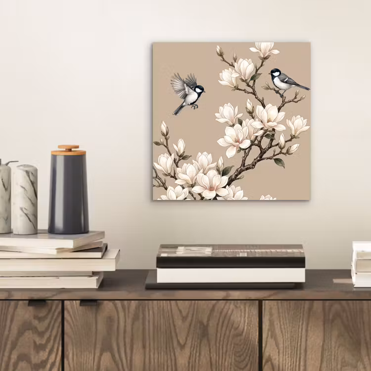 Aluminium schilderij - Oosters - Vogels - Beige — 2