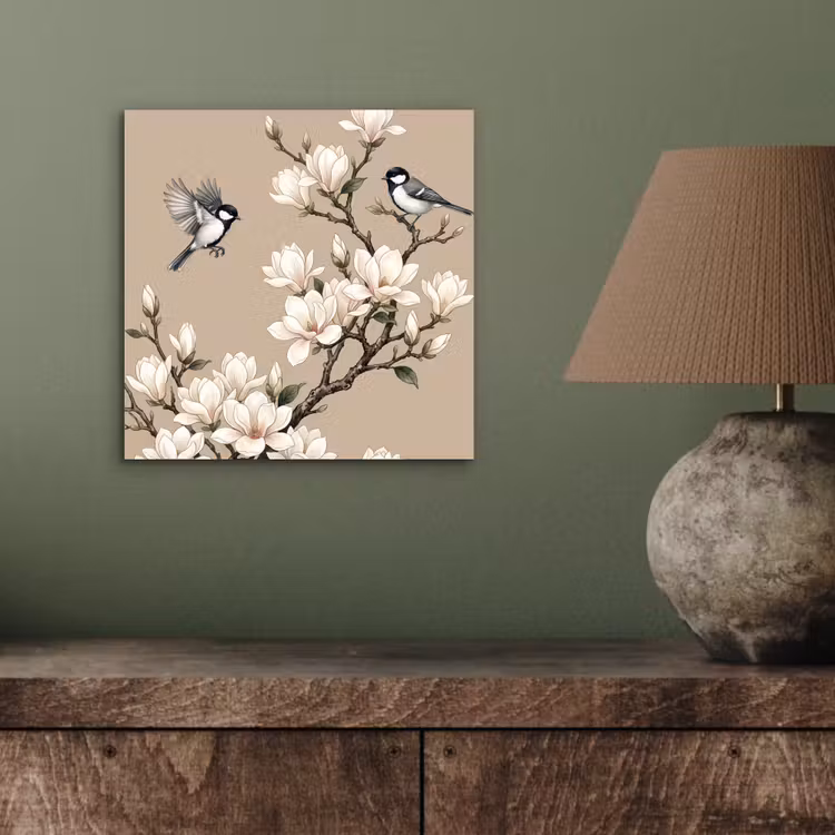 Aluminium schilderij - Oosters - Vogels - Beige — 3