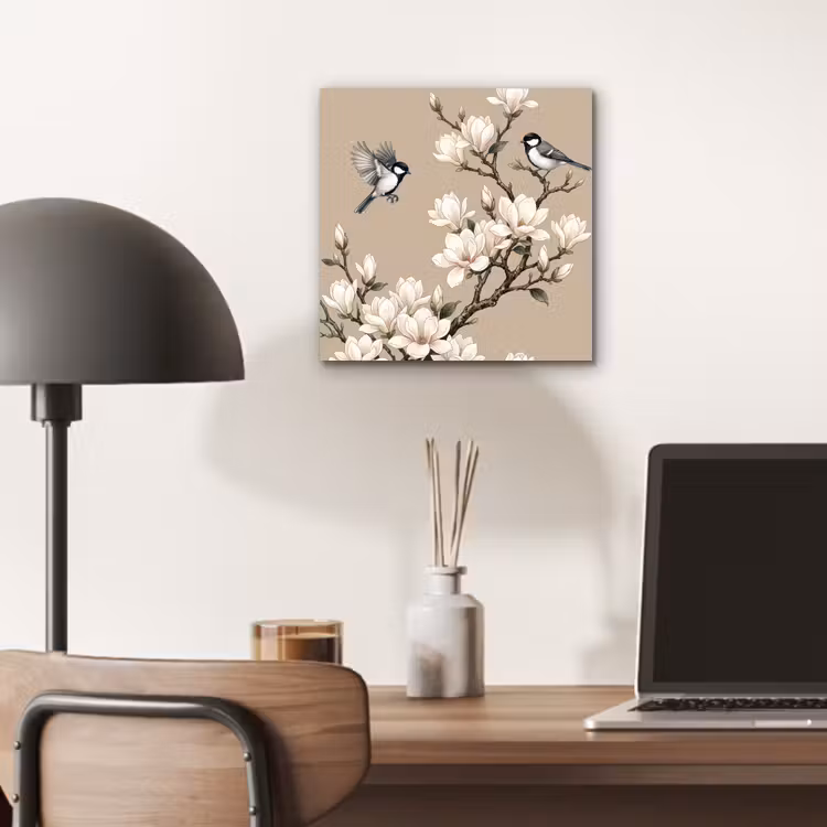 Aluminium schilderij - Oosters - Vogels - Beige — 6