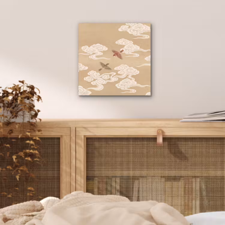 Aluminium schilderij - Vogels - Vliegen - Beige — 4