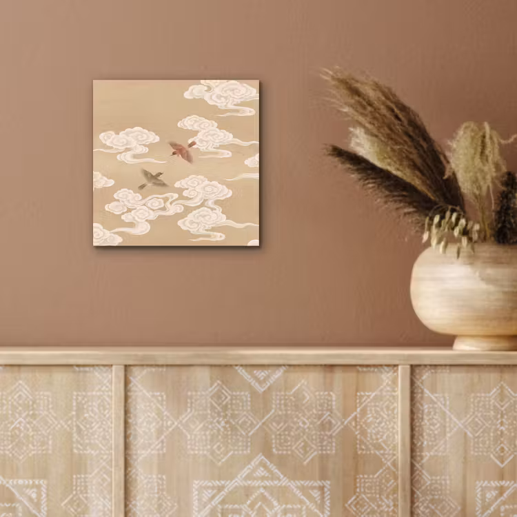Aluminium schilderij - Vogels - Vliegen - Beige — 5