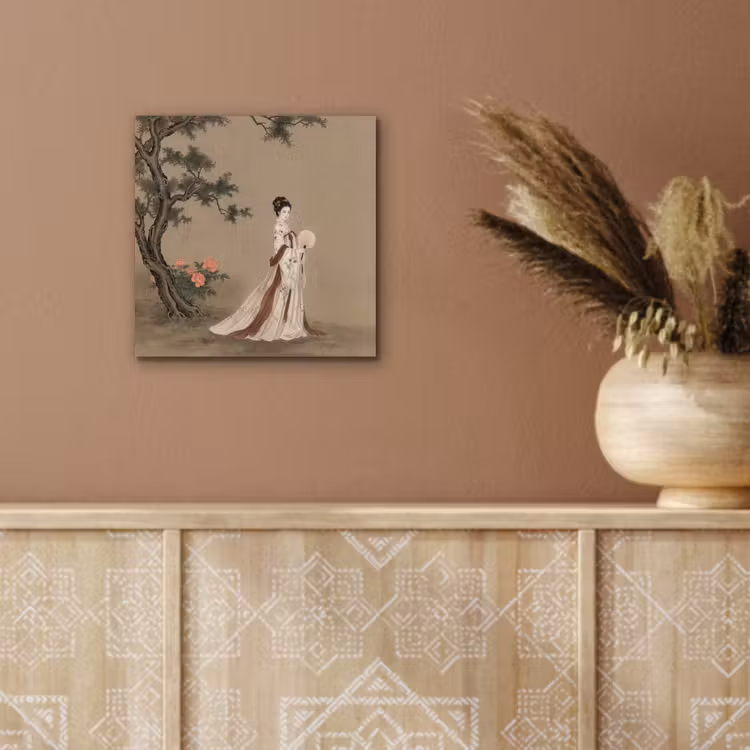 Aluminium schilderij - Vrouw - Azië - Kunst - Beige — 5