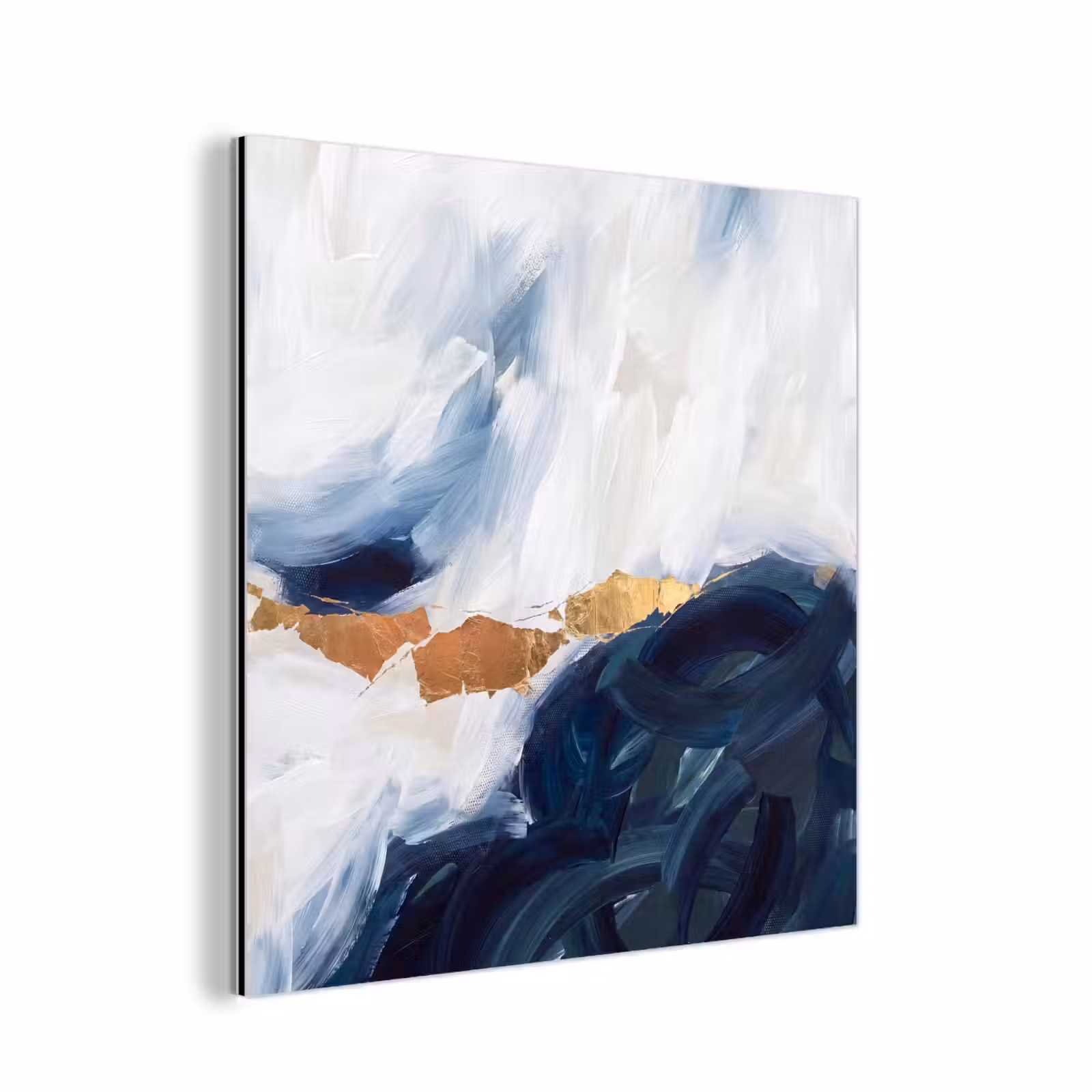 Aluminium schilderij - Abstract - Acryl - Blauw - Goud - Elegant — 1