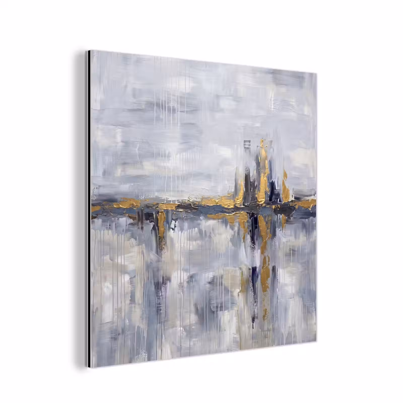 Aluminium schilderij - Abstract - Structuur - Goud - Grijs - Modern — 1