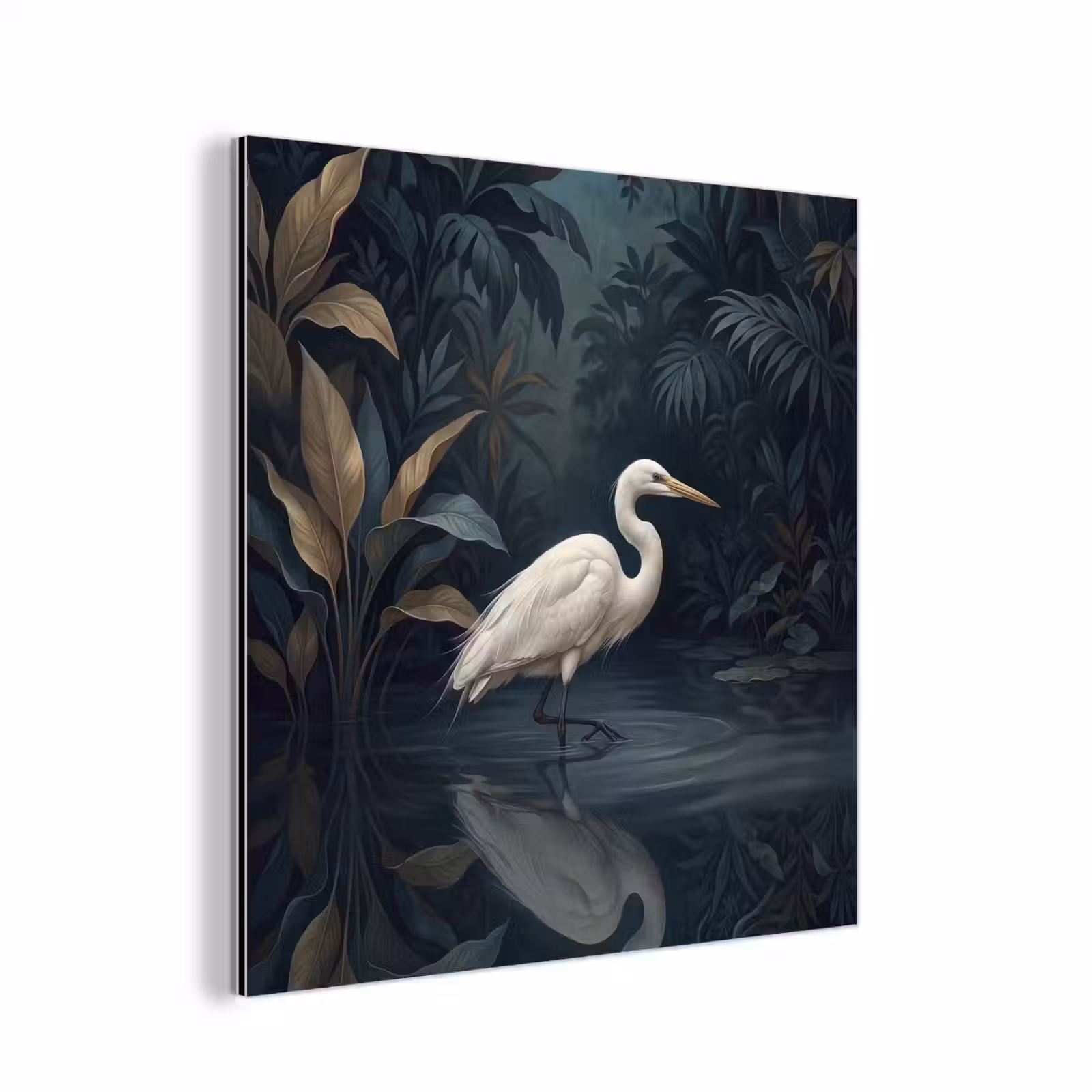 Aluminium schilderij - Reiger - Water - Natuur - Modern - Wit — 1