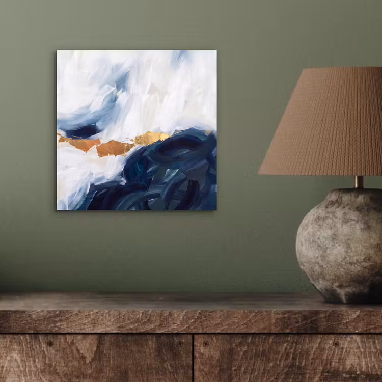 Aluminium schilderij - Abstract - Acryl - Blauw - Goud - Elegant — 3