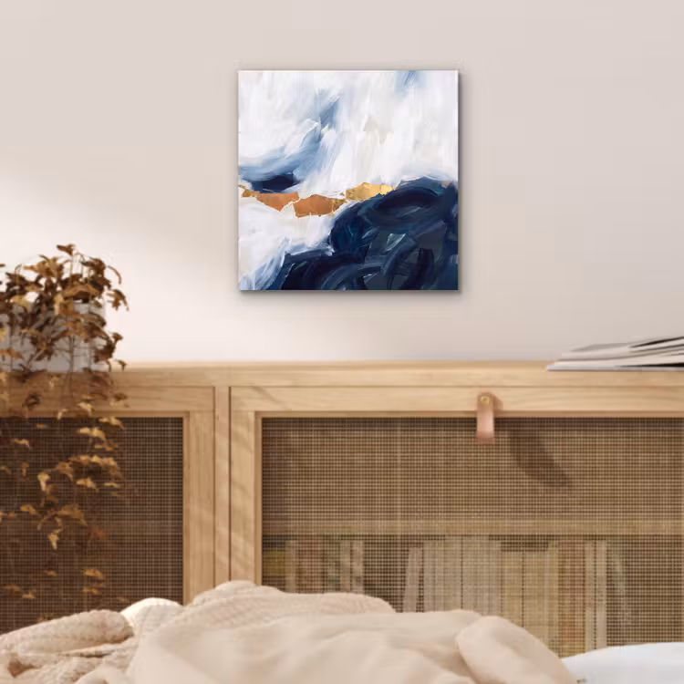 Aluminium schilderij - Abstract - Acryl - Blauw - Goud - Elegant — 4
