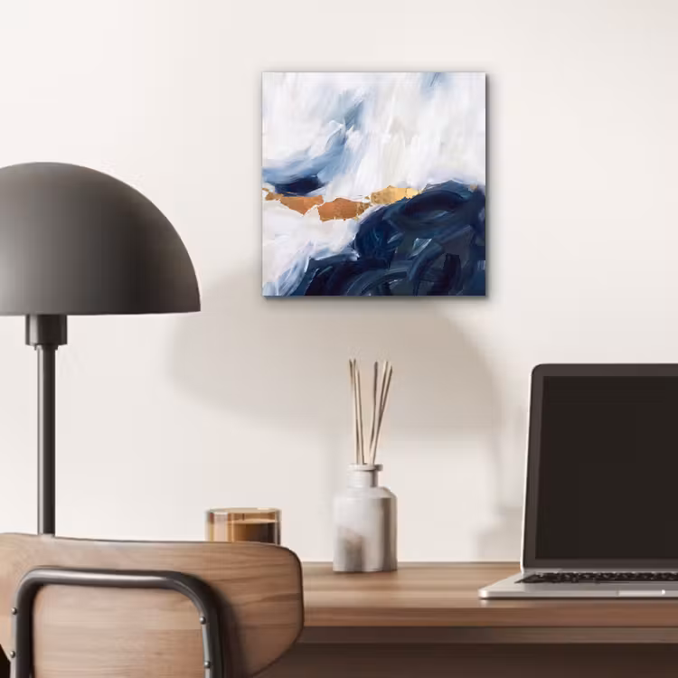 Aluminium schilderij - Abstract - Acryl - Blauw - Goud - Elegant — 6
