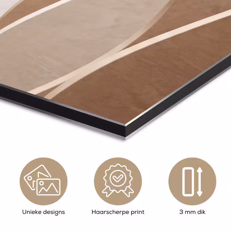 Aluminium schilderij - Abstract - Golven - Modern - Beige — 7