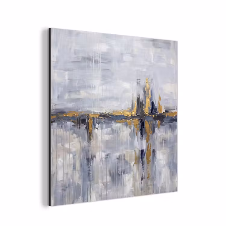 Aluminium schilderij - Abstract - Structuur - Goud - Grijs - Modern — 1
