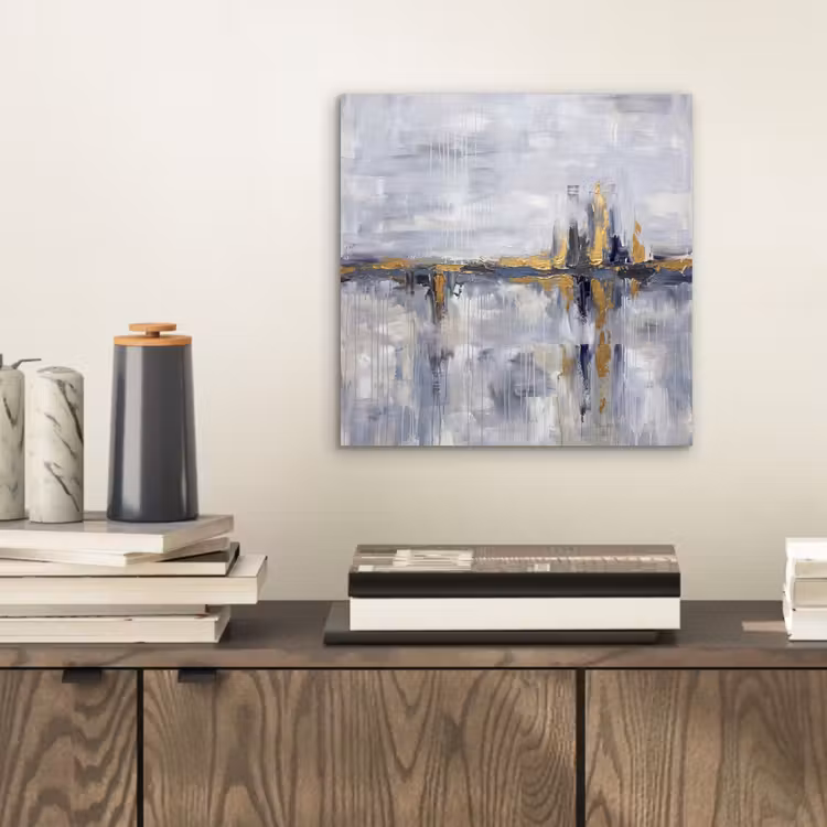 Aluminium schilderij - Abstract - Structuur - Goud - Grijs - Modern — 2