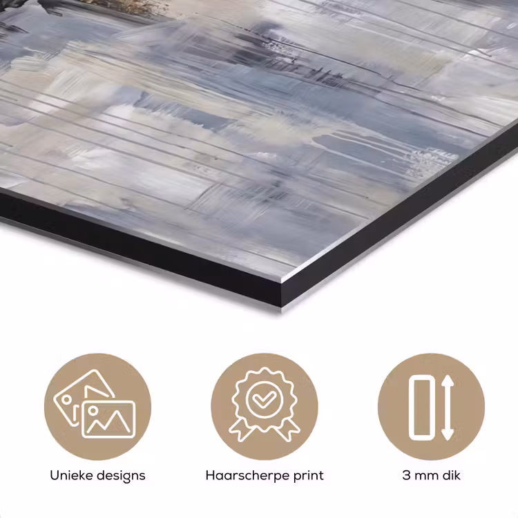 Aluminium schilderij - Abstract - Structuur - Goud - Grijs - Modern — 7