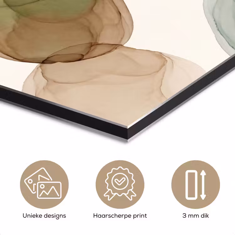 Aluminium schilderij - Abstract - Vormen - Modern - Kunst - Groen - Bruin — 7