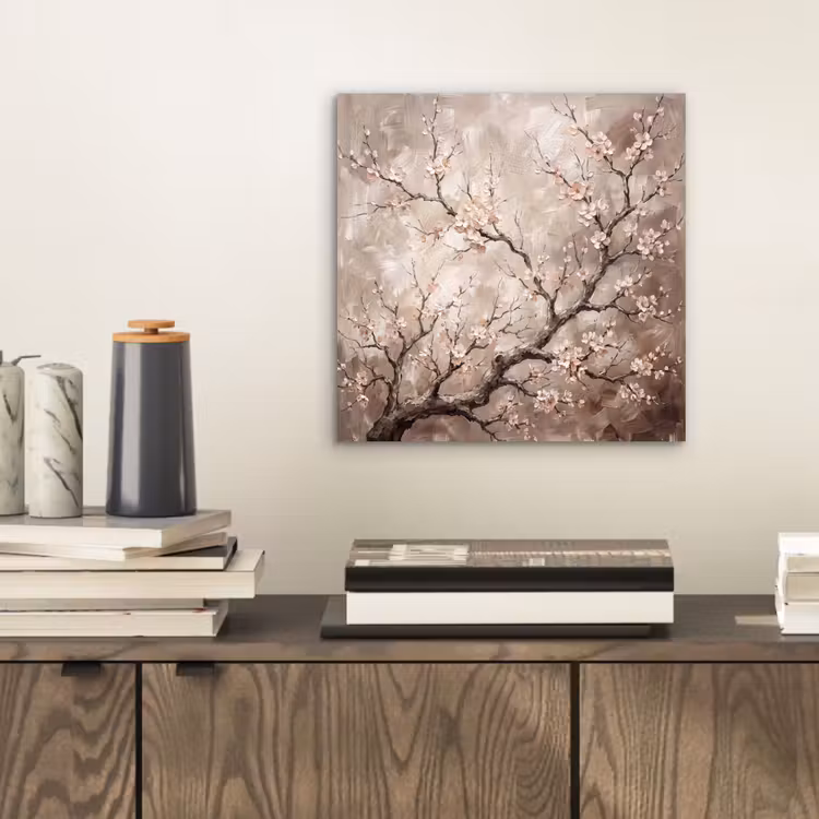 Aluminium schilderij - Bloesem - Takken - Schilderij - Beige - Serene — 2