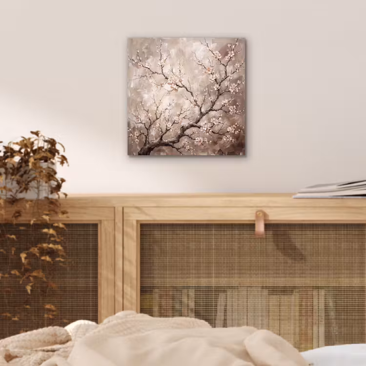 Aluminium schilderij - Bloesem - Takken - Schilderij - Beige - Serene — 4