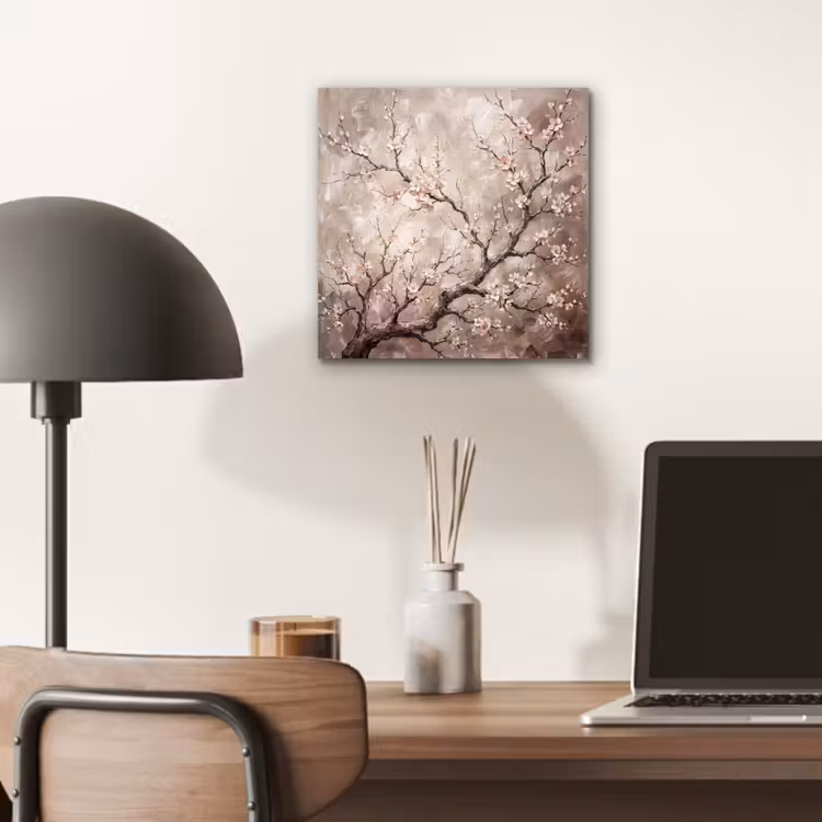 Aluminium schilderij - Bloesem - Takken - Schilderij - Beige - Serene — 6