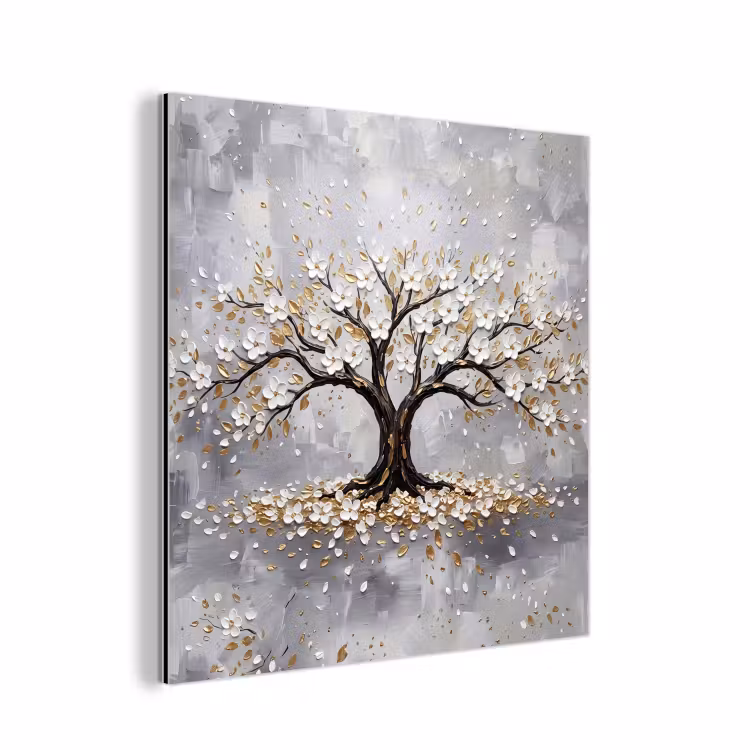 Aluminium schilderij - Boom - Bloemen - Natuur - Abstract - Wit — 1