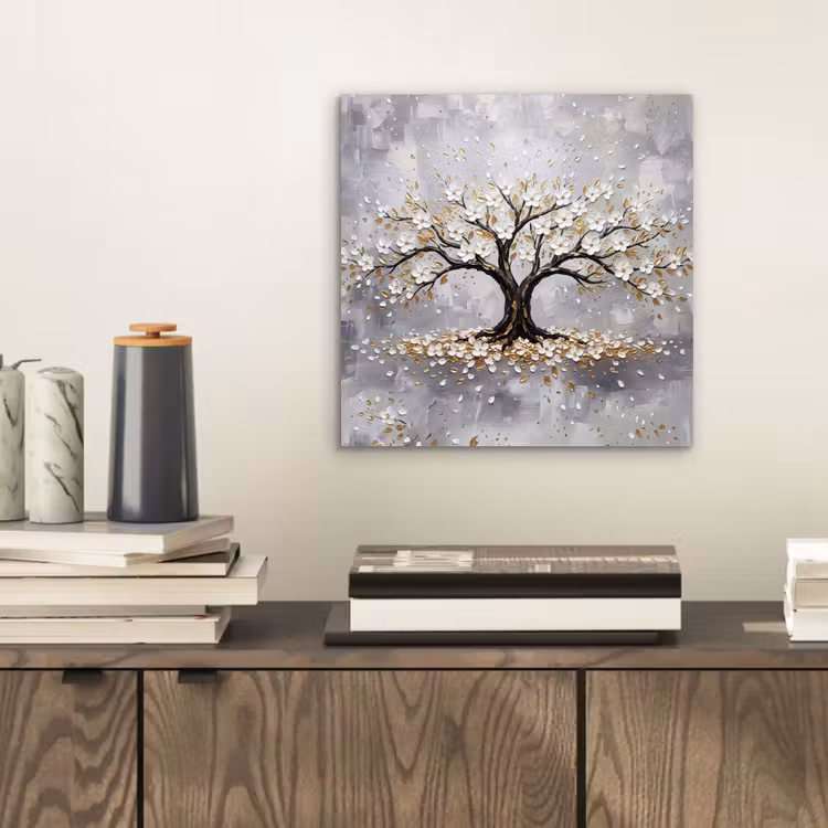 Aluminium schilderij - Boom - Bloemen - Natuur - Abstract - Wit — 2