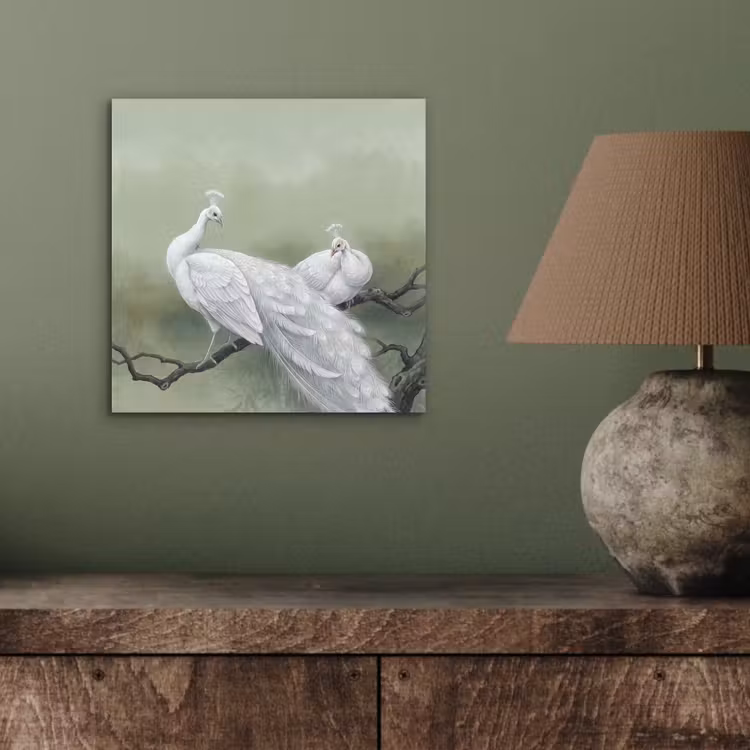 Aluminium schilderij - Pauwen - Wit - Natuur - Groen — 3