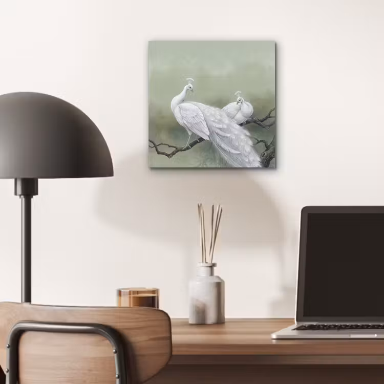 Aluminium schilderij - Pauwen - Wit - Natuur - Groen — 6