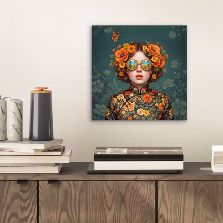 Aluminium schilderij - Portret - Vrouw - Kleurrijk - Expressief — 2