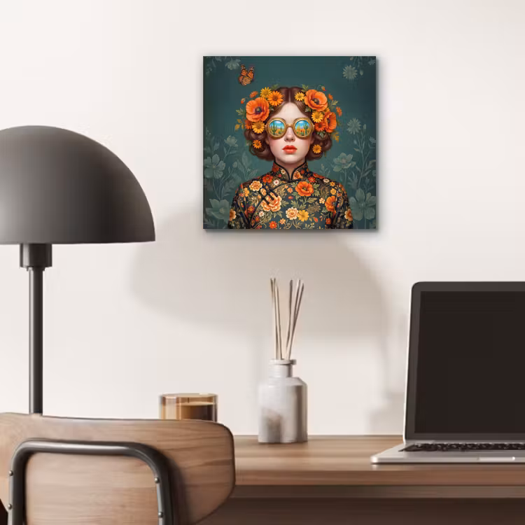 Aluminium schilderij - Portret - Vrouw - Kleurrijk - Expressief — 6