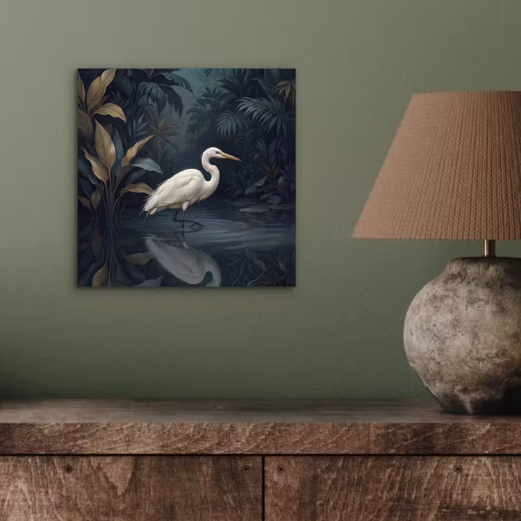 Aluminium schilderij - Reiger - Water - Natuur - Modern - Wit — 3