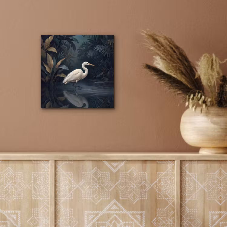 Aluminium schilderij - Reiger - Water - Natuur - Modern - Wit — 5