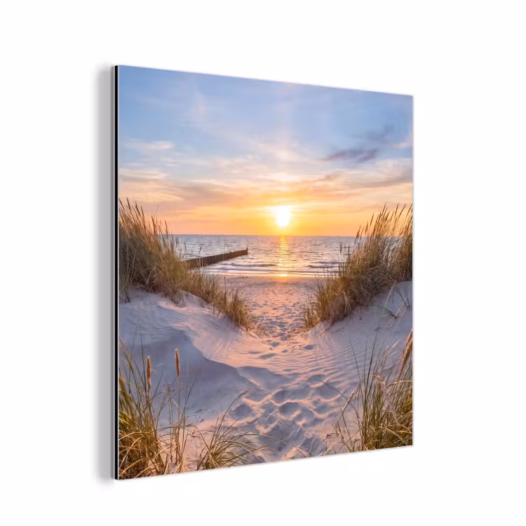 Aluminium schilderij - Strand - Zonsondergang - Natuur - Landschap — 1
