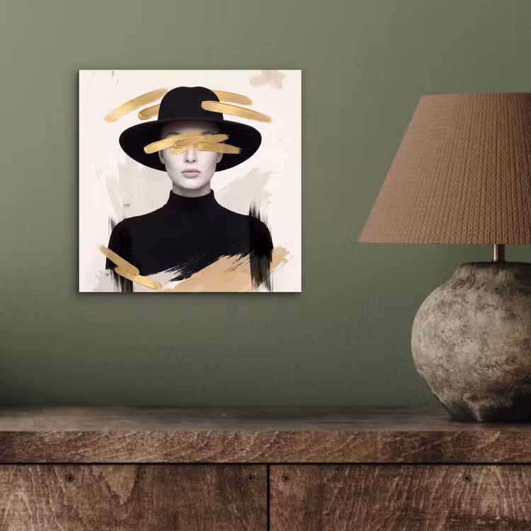 Aluminium schilderij - Vrouw - Portret - Modern - Goud - Kunst — 3