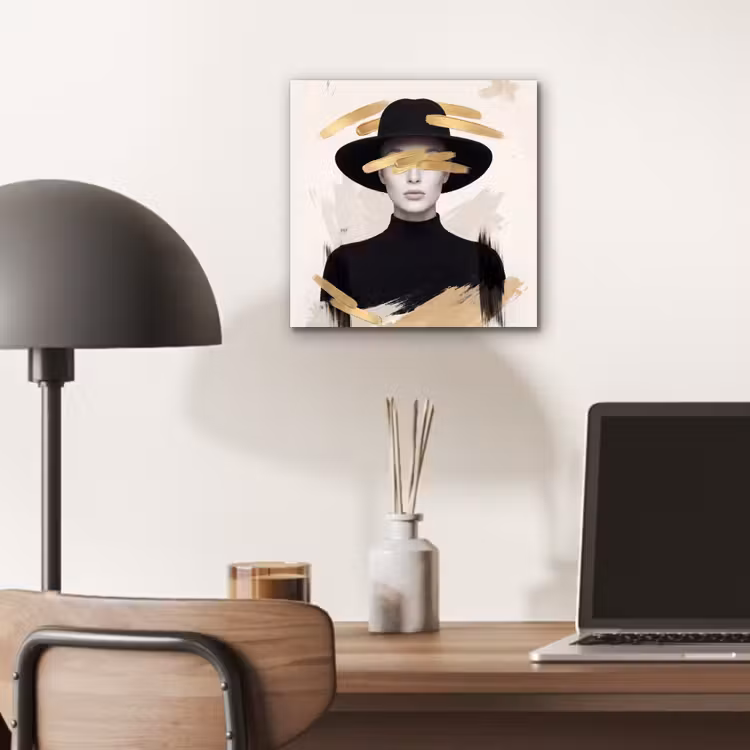 Aluminium schilderij - Vrouw - Portret - Modern - Goud - Kunst — 6