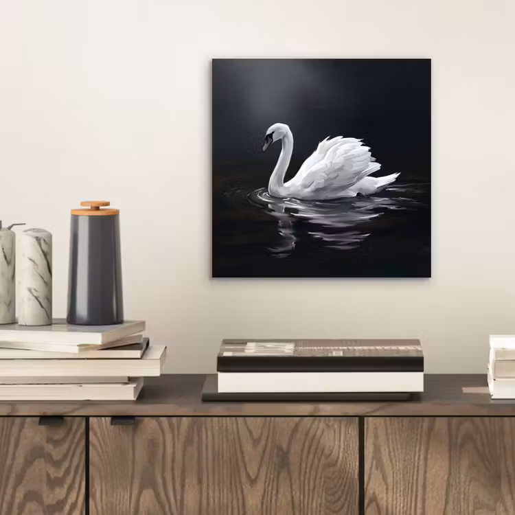 Aluminium schilderij - Zwaan - Water - Natuur - Realistisch - Wit — 2