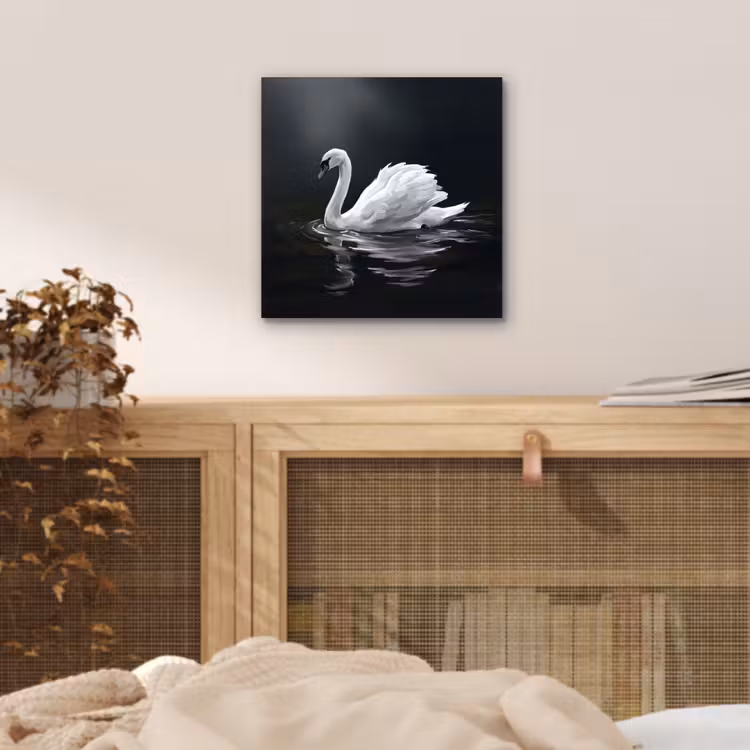 Aluminium schilderij - Zwaan - Water - Natuur - Realistisch - Wit — 4