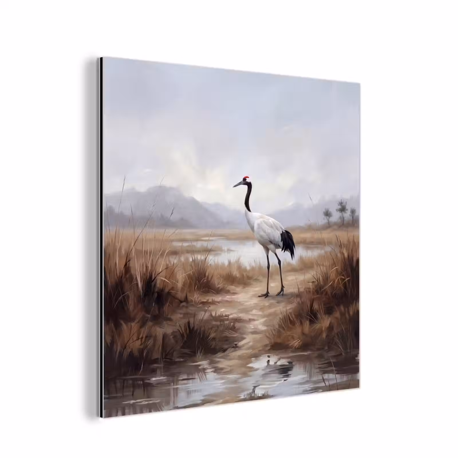 Aluminium schilderij - Kraanvogel - Natuur - Realistisch — 1