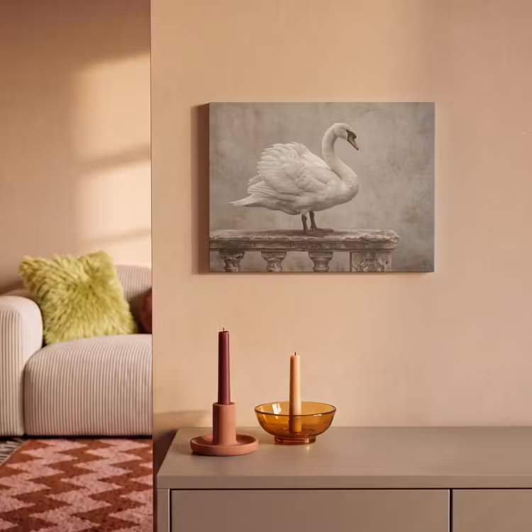 Akoestisch schilderij - Zwaan - Elegant - Dieren - Wit — 2