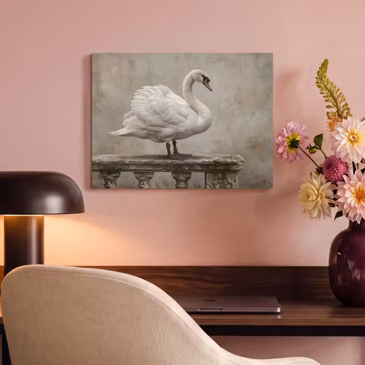 Akoestisch schilderij - Zwaan - Elegant - Dieren - Wit — 4