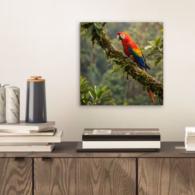 Aluminium schilderij - Ara - Jungle - Rood — 2