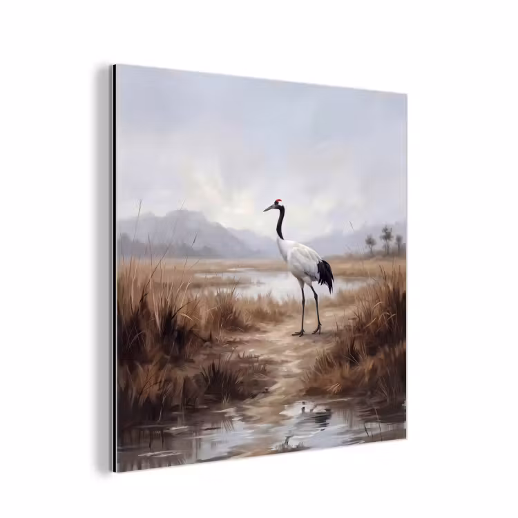 Aluminium schilderij - Kraanvogel - Natuur - Realistisch — 1