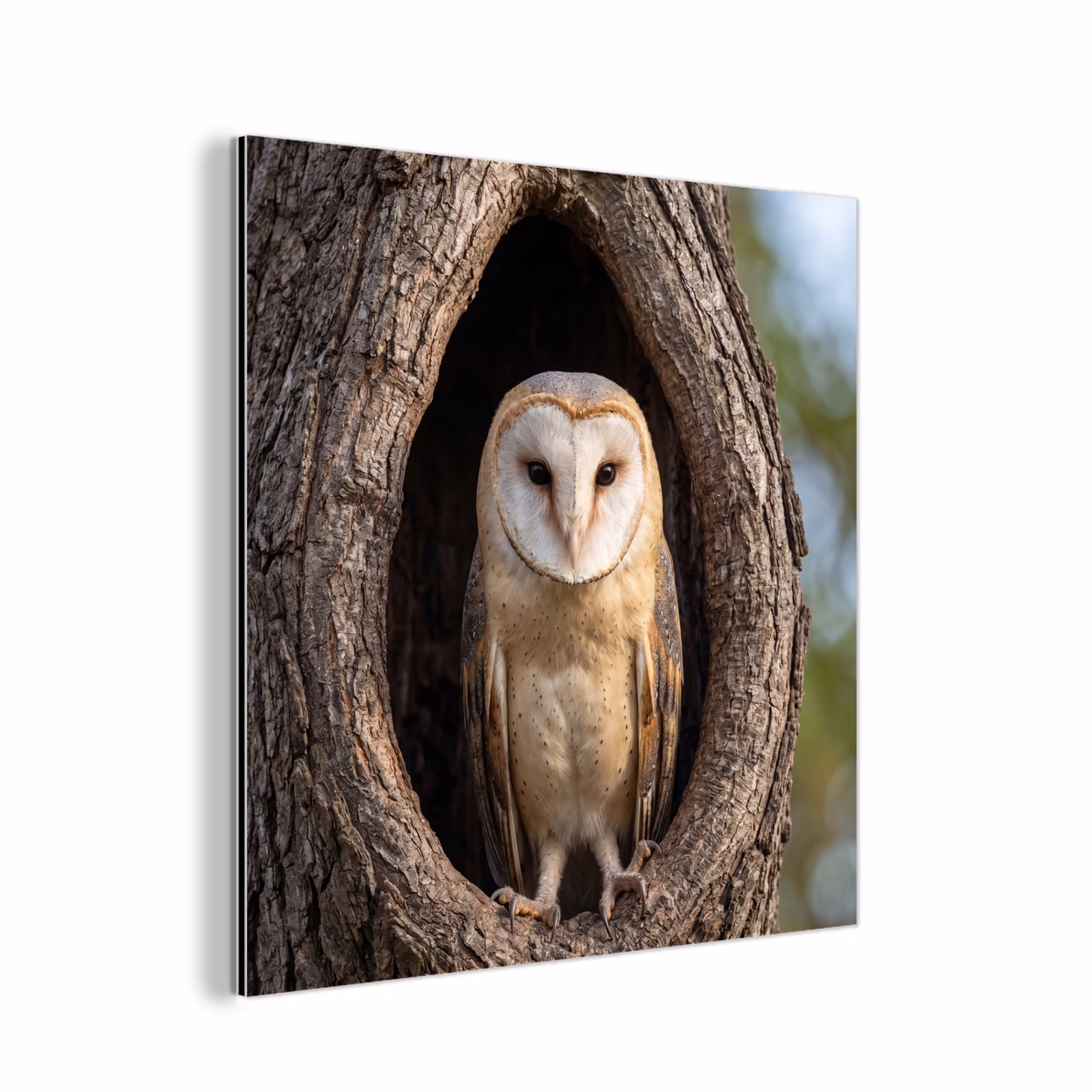 Aluminium schilderij - Kerkuil - Boom - Natuur - Bruin — 1