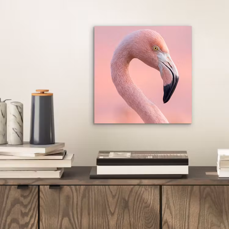 Aluminium schilderij - Flamingo - Portret - Roze — 2