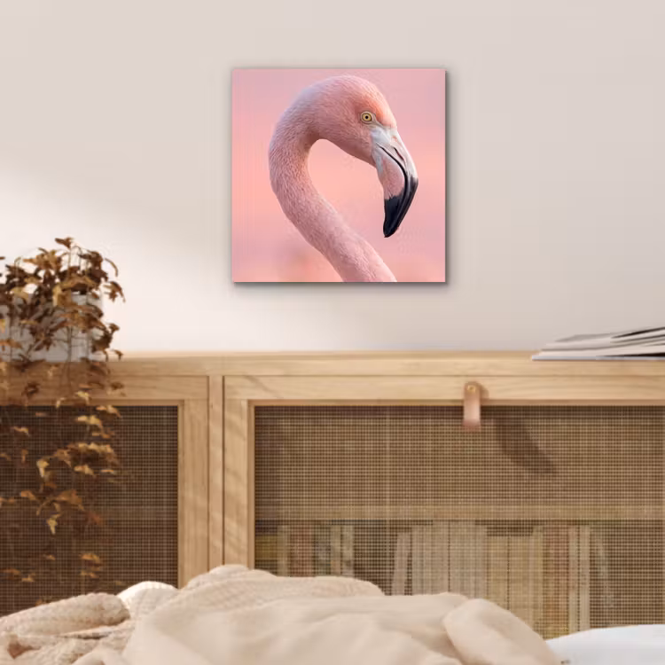 Aluminium schilderij - Flamingo - Portret - Roze — 4