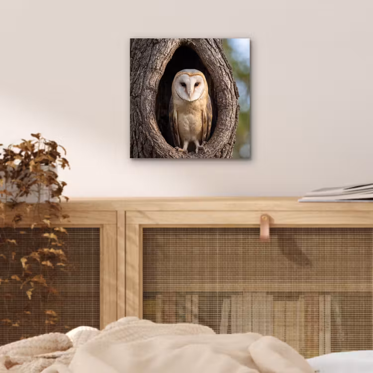 Aluminium schilderij - Kerkuil - Boom - Natuur - Bruin — 4