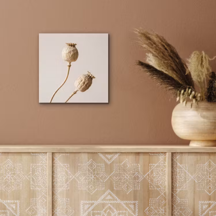 Aluminium schilderij - Papaverbollen - Droogbloemen - Minimalistisch - Beige - Rustig — 5